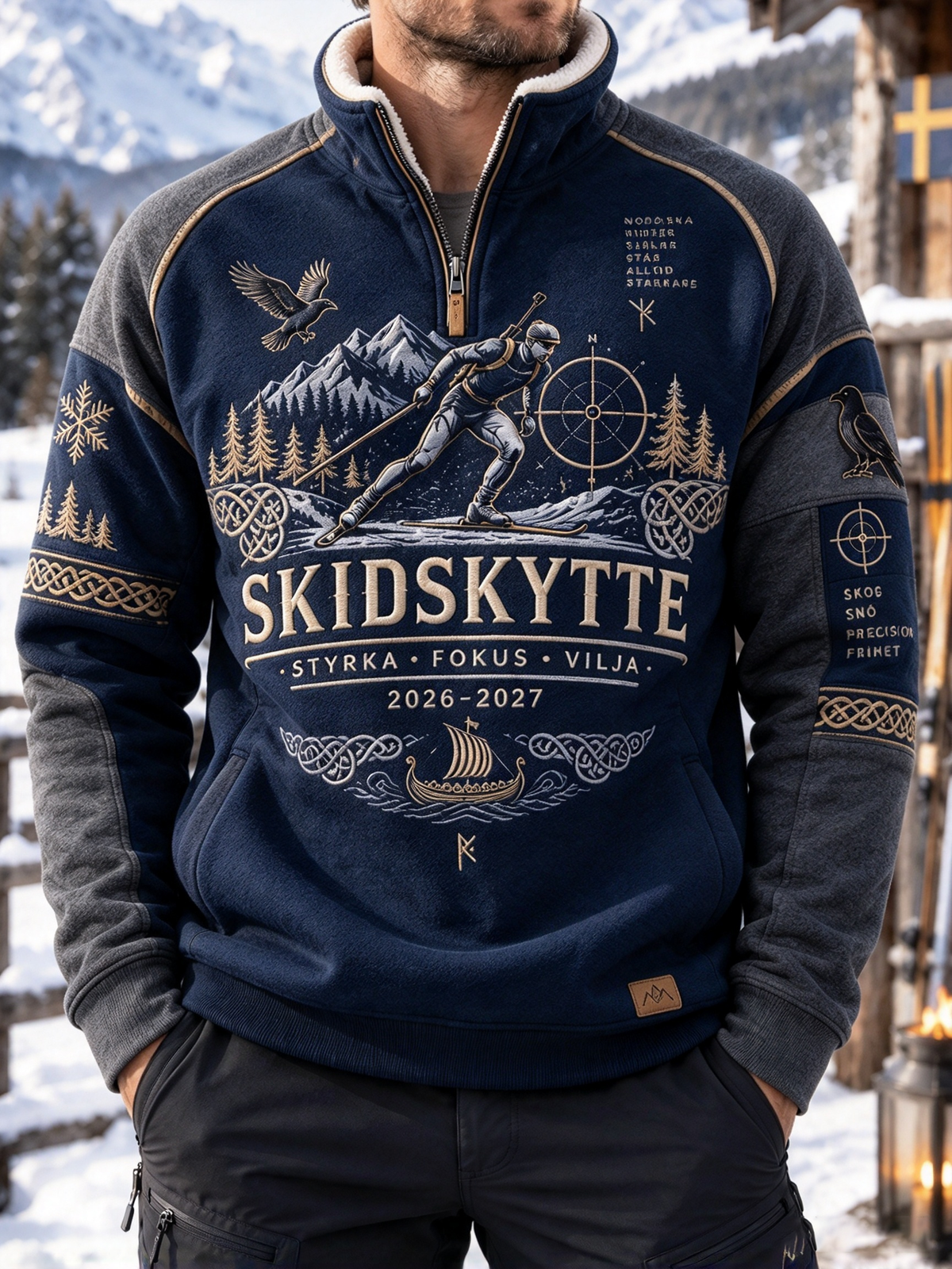 Mäns Skidskytte fem mål Minimal Sweatshirt