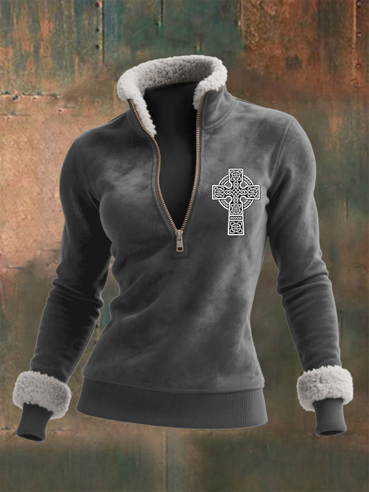 Ladies Viking Kors prøve långärmade lammhull topp