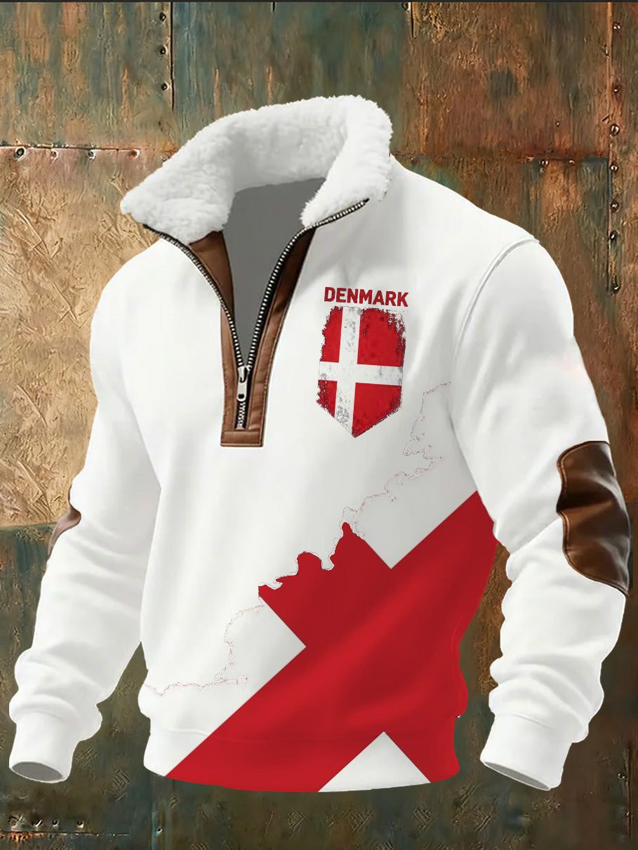 Men's Danish Print Stand Collar Sweatshirt