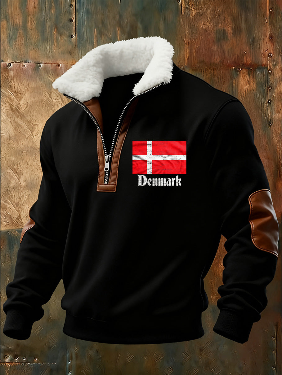 Men's Danish Print Stand Collar Sweatshirt