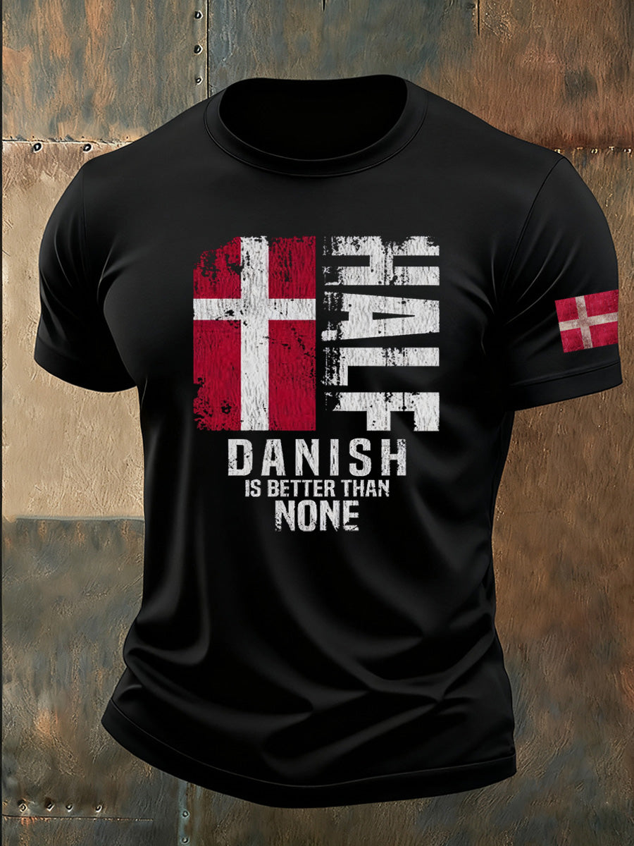 Mænds danske Print Casual T-shirt