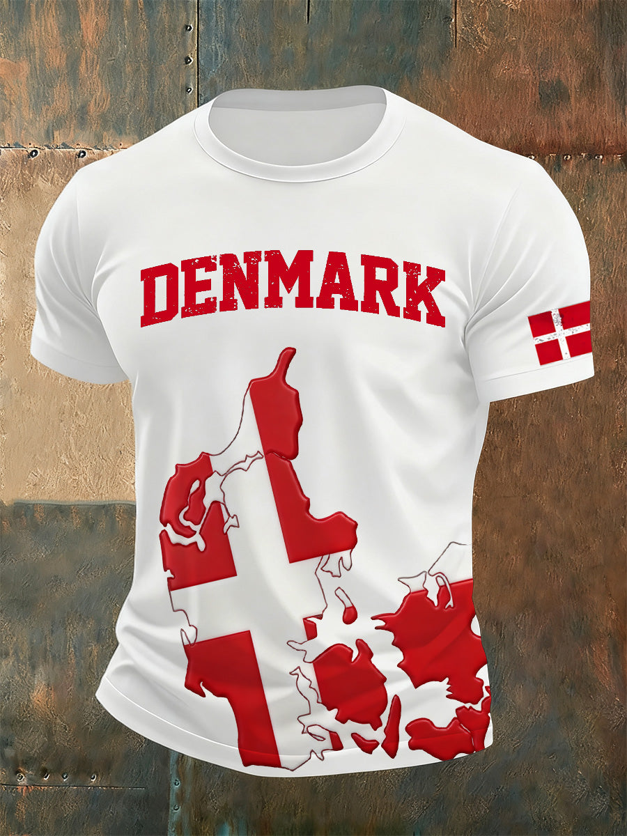 Mænds danske Print Casual T-shirt