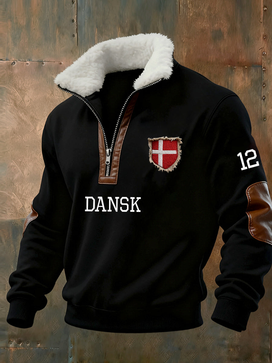 Mænds Retro Fashion Casual Sweatshirt med halv lynlås