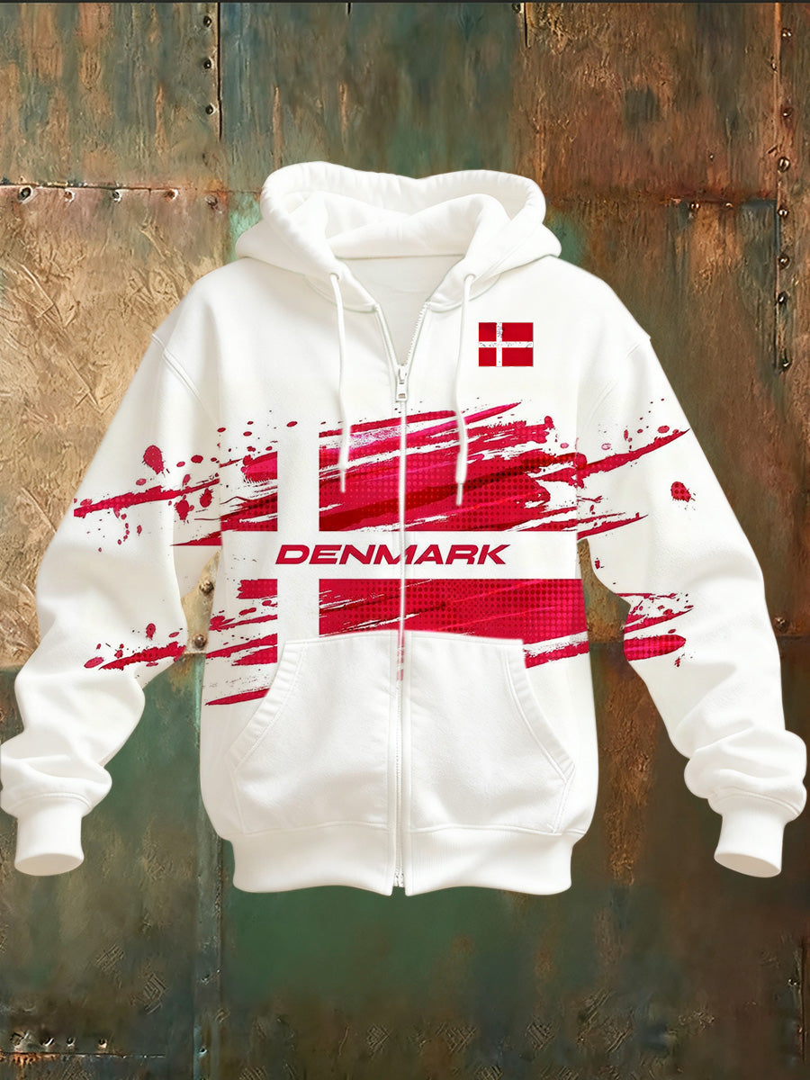 Men's Danish Print Casual Hoodie