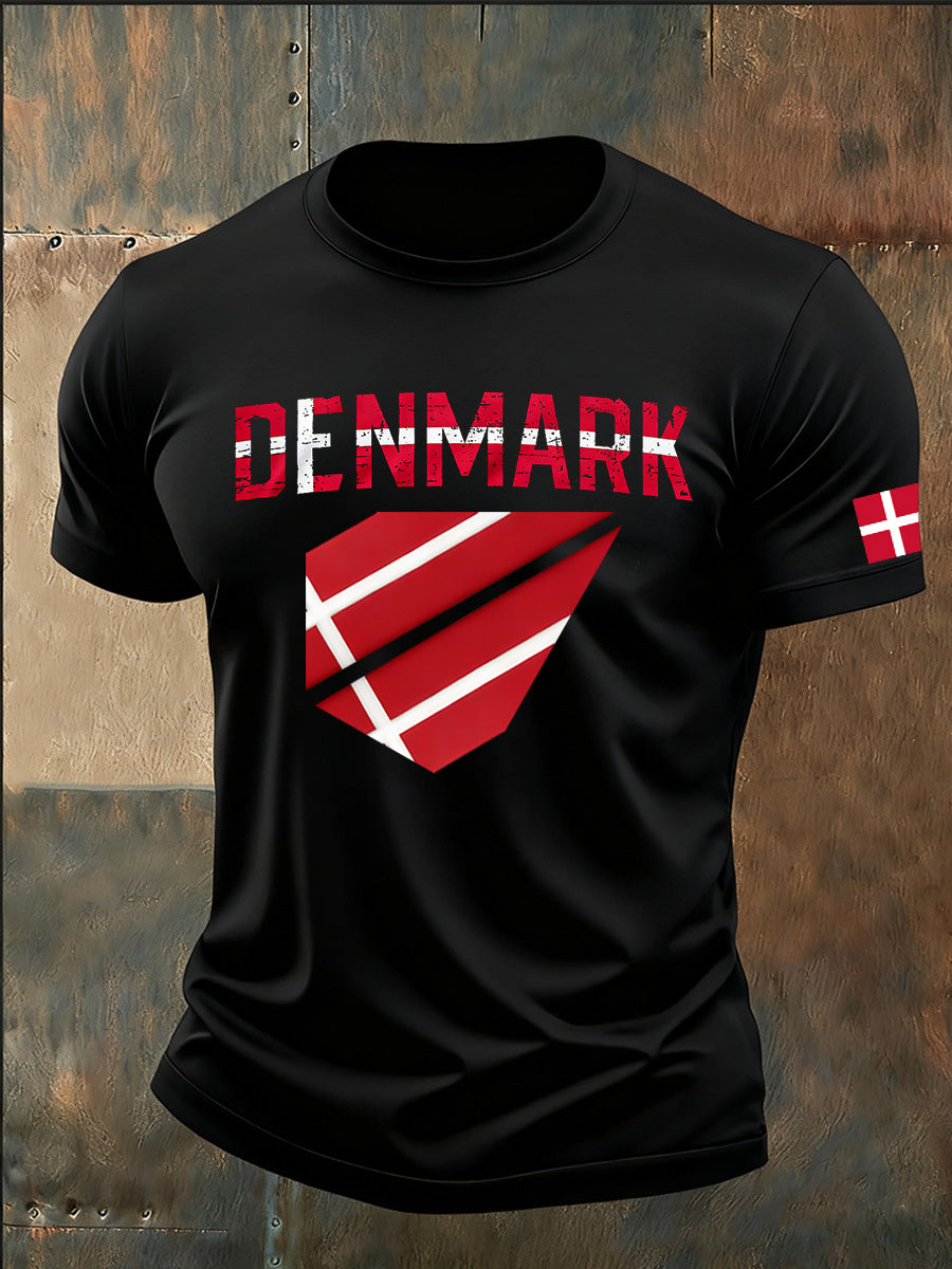 Mænds danske Print Casual T-shirt
