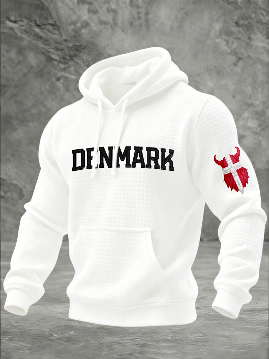Mænds dansk Vaffel Print Casual Hooded sweatshirt