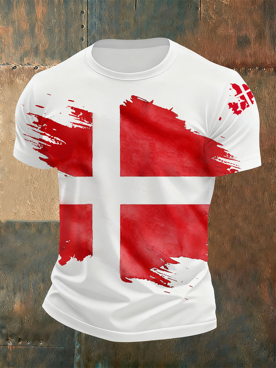 Mænds danske Print Casual T-shirt