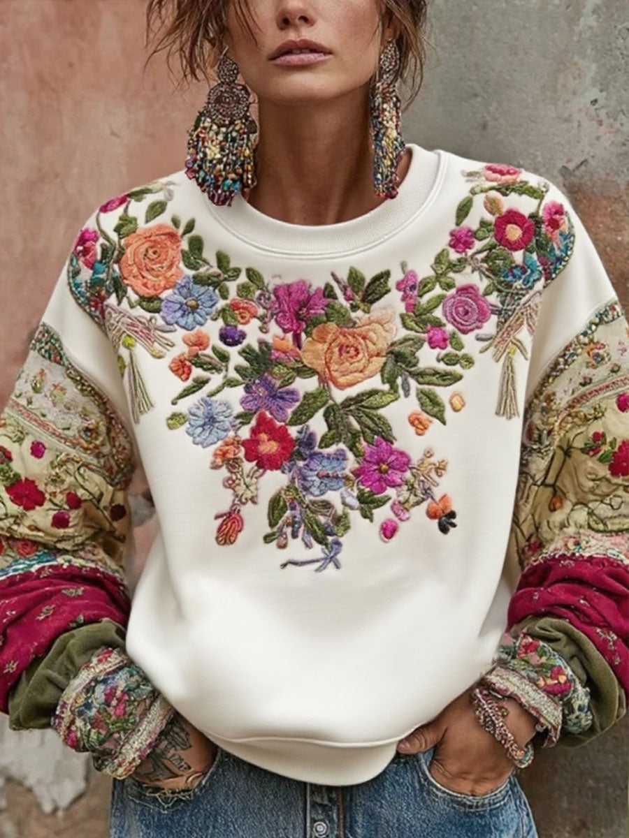Kvinders brystkræftbevidsthed blomstertryk sweatshirt