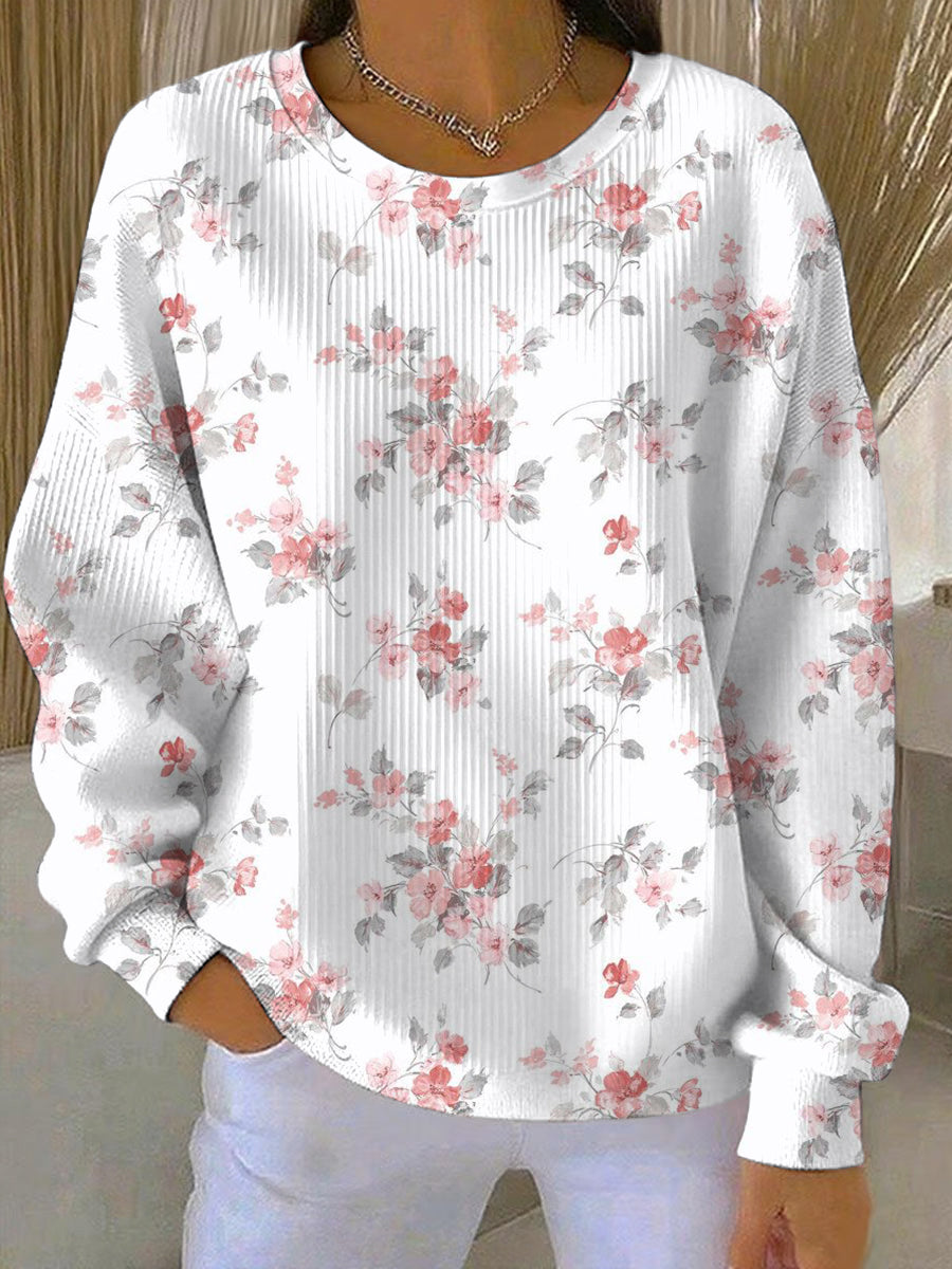 Kvinders brystkræft lyserøde blomsterprint casual sweatshirt