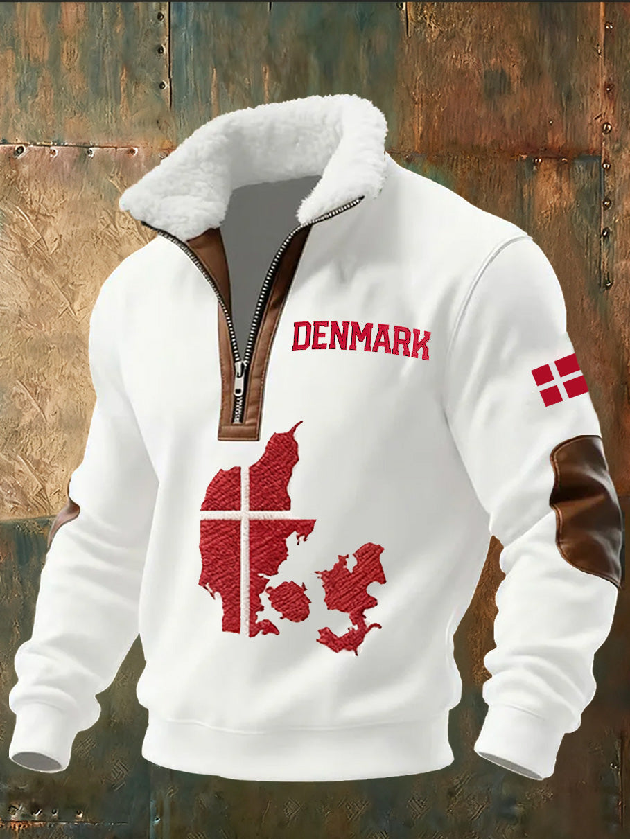 Mænds danske Tryk stativ krave Sweatshirt