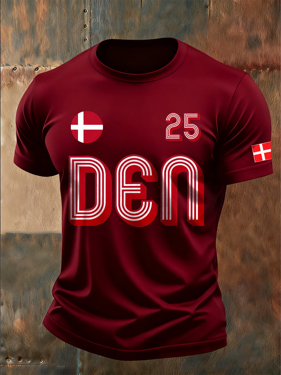 Mænds danske Print Casual T-shirt