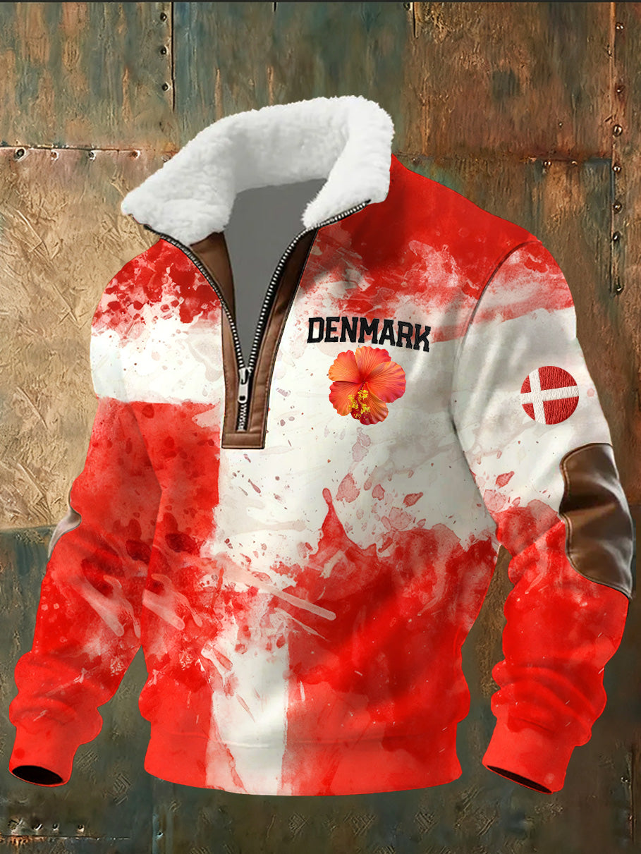 Mænds danske Tryk stativ krave Sweatshirt