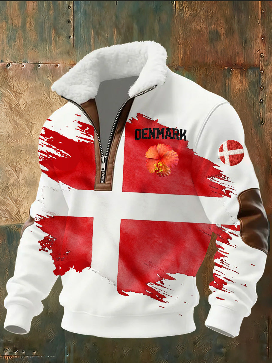 Mænds danske Tryk stativ krave Sweatshirt