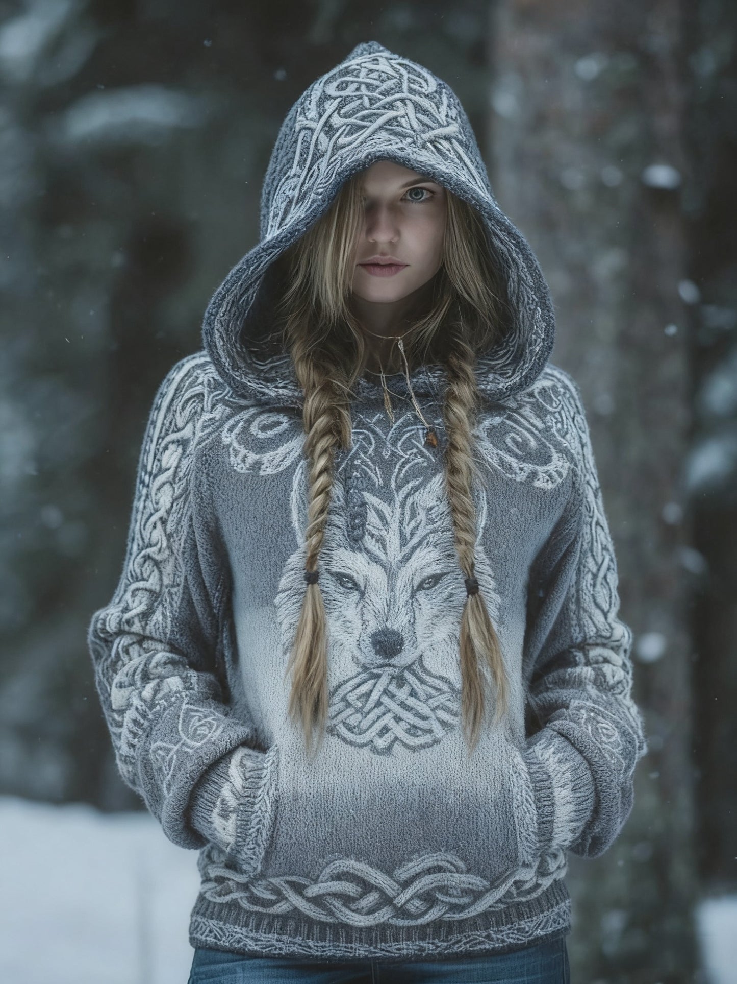 Retro Celtic Knude Livets Træ Gradient Print Hoodie