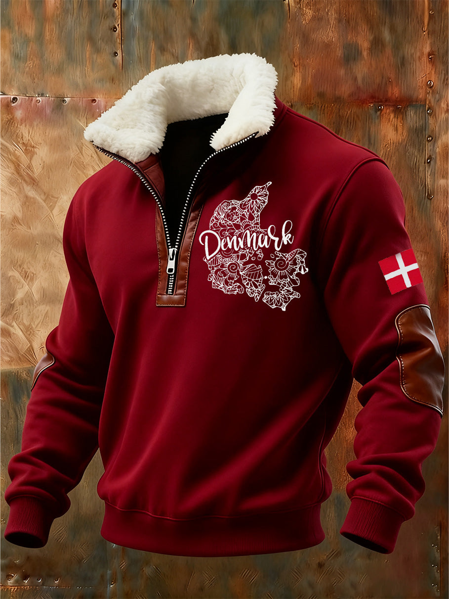 Men's Danish Print Stand Collar Sweatshirt
