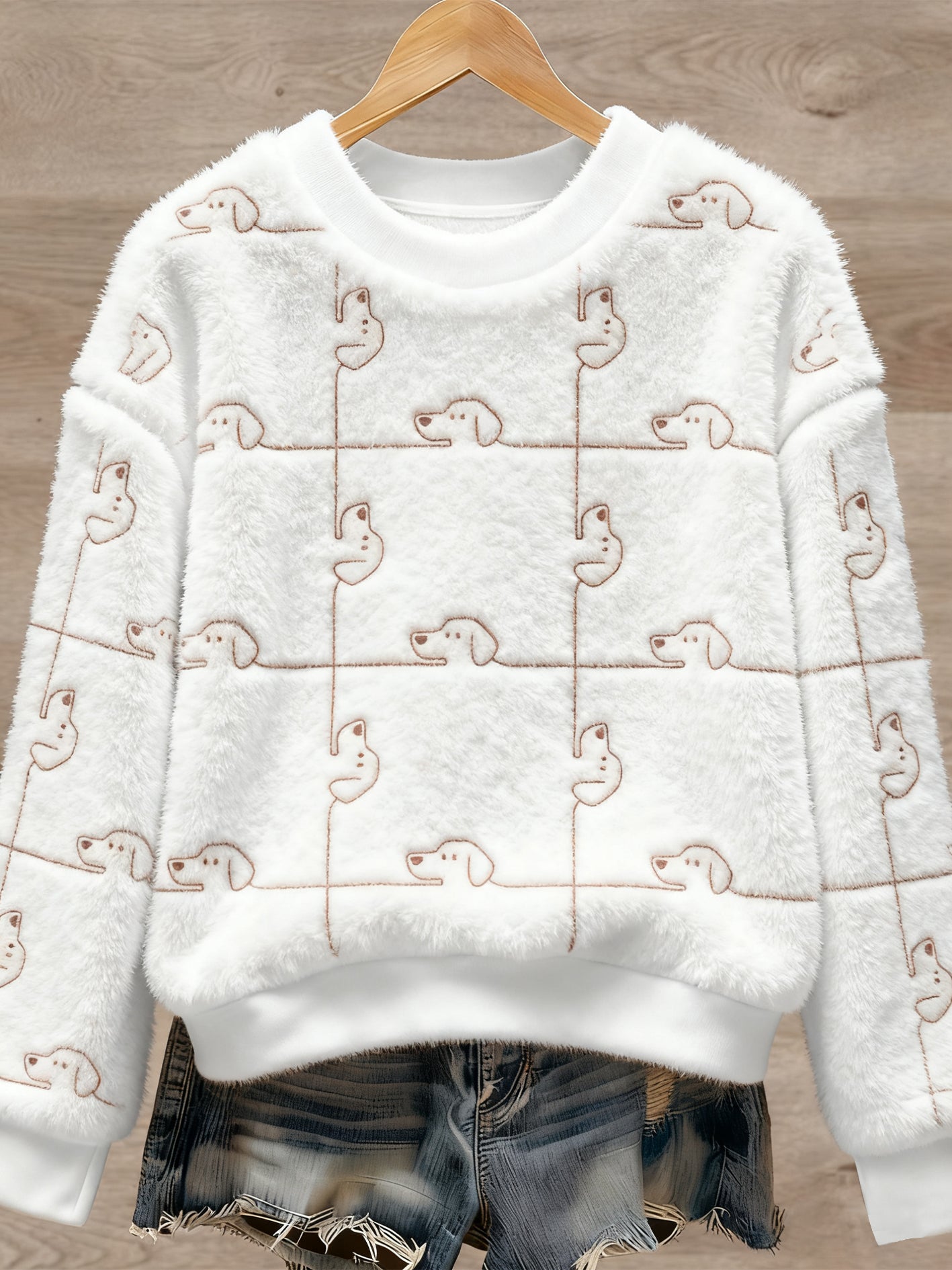 Kvinders søde Animal Art Print Casual Flannel Sweater.