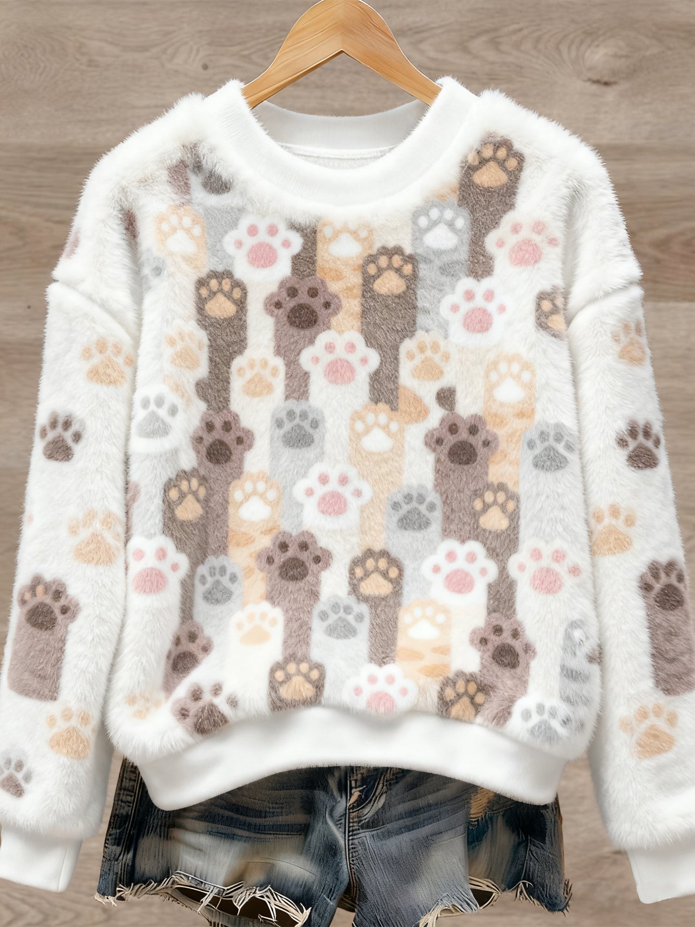 Kvinders søde Animal Art Print Casual Flannel Sweater.
