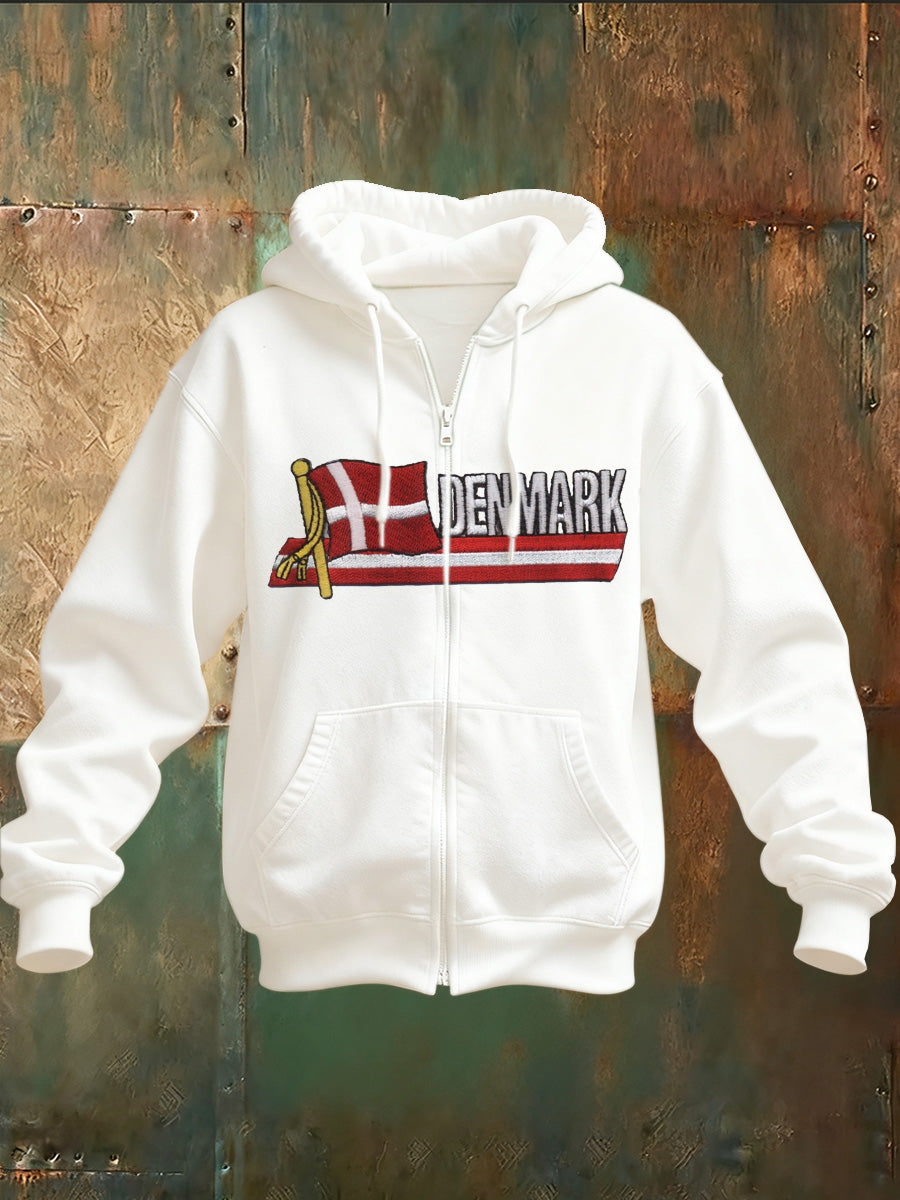 Mænds hættetrøje med dansk tryk