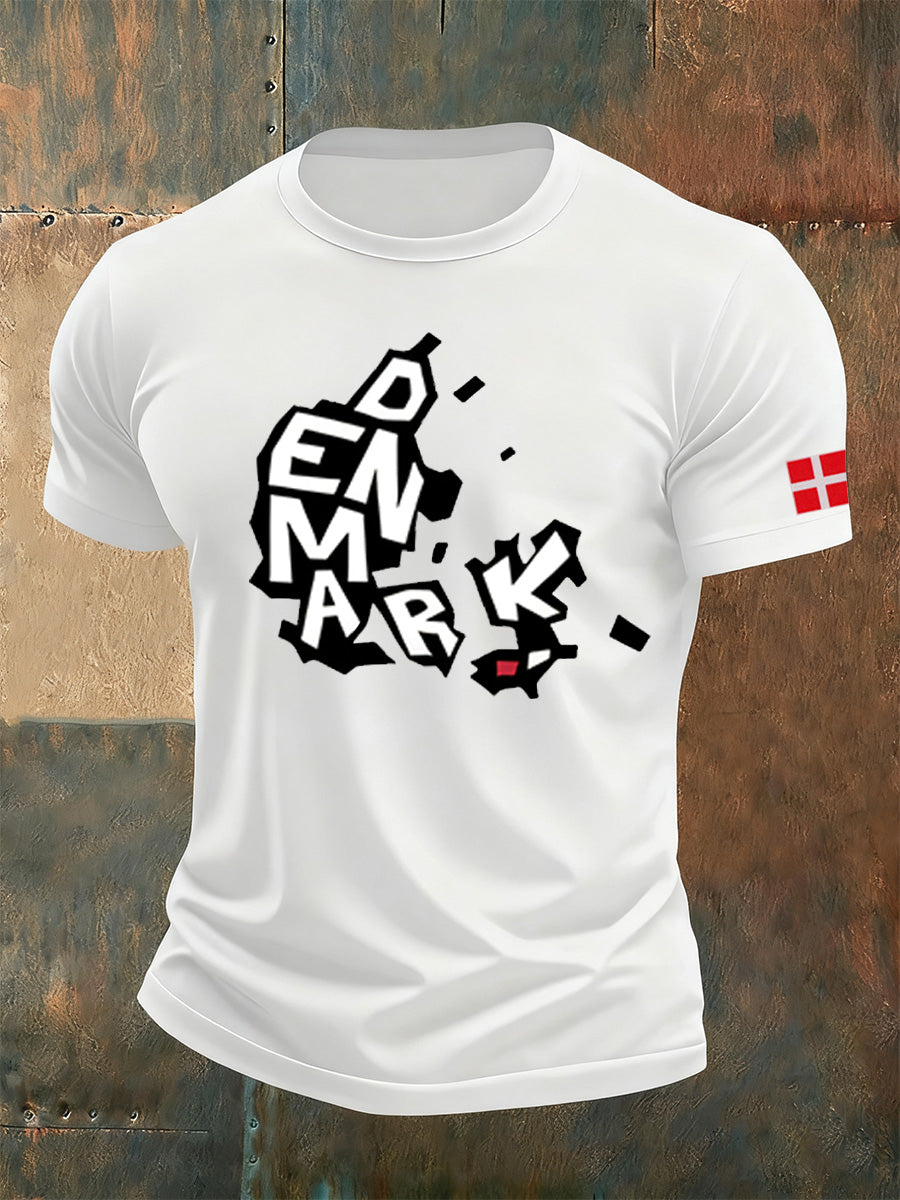 Mænds casual T-shirt med dansk print