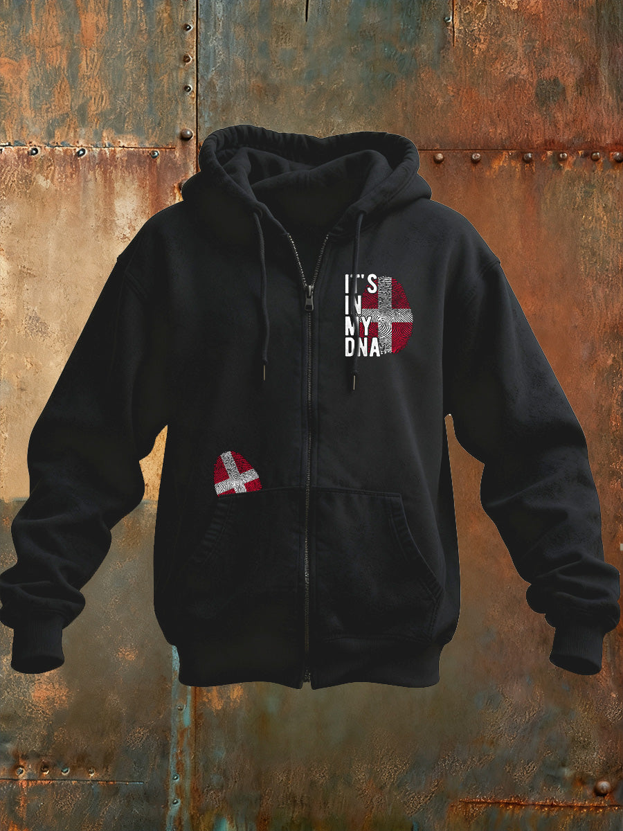 Mænds hættetrøje med dansk tryk