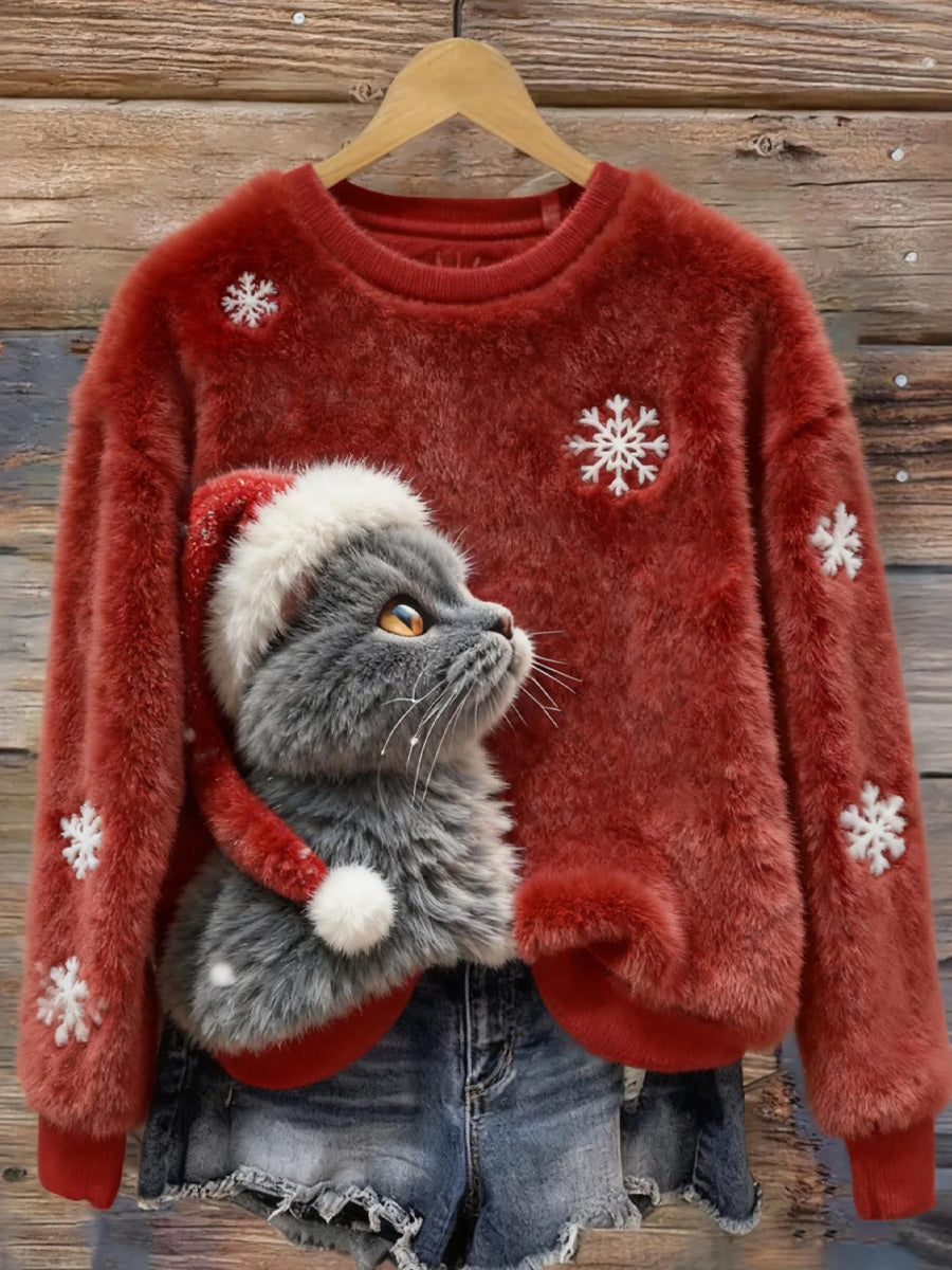 Kvinders Retro Animal Art Print Komfortabel Flannel Sweatshirt