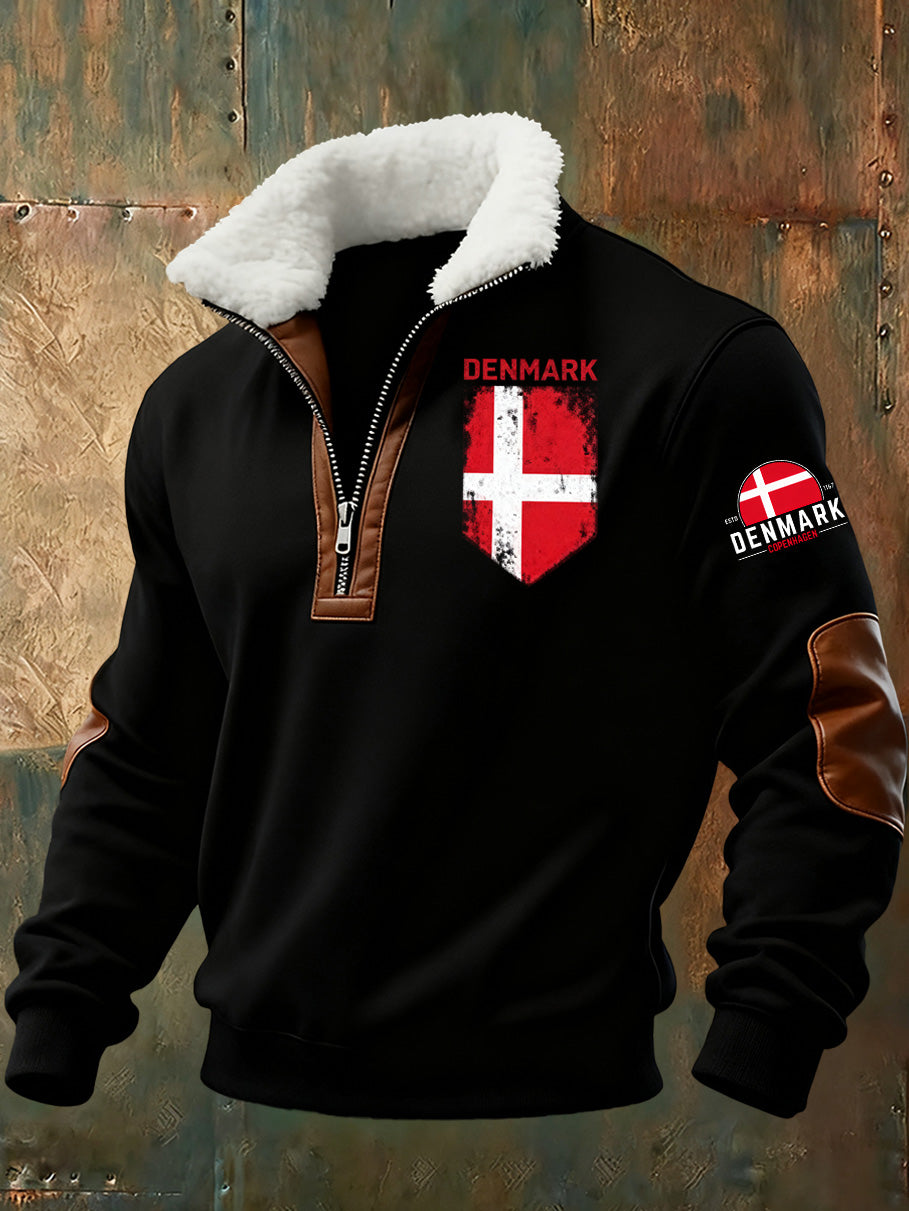 Mænds danske Tryk stativ krave Sweatshirt