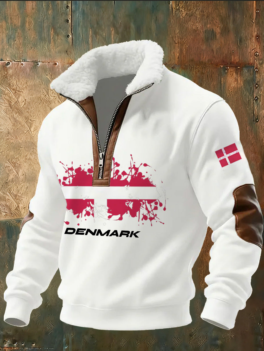 Mænds danske Tryk stativ krave Sweatshirt