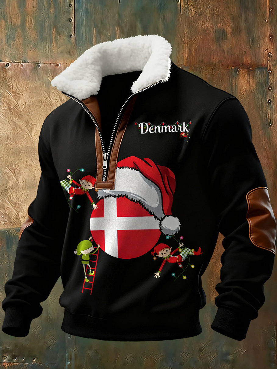 Mænds danske Tryk stativ krave Sweatshirt