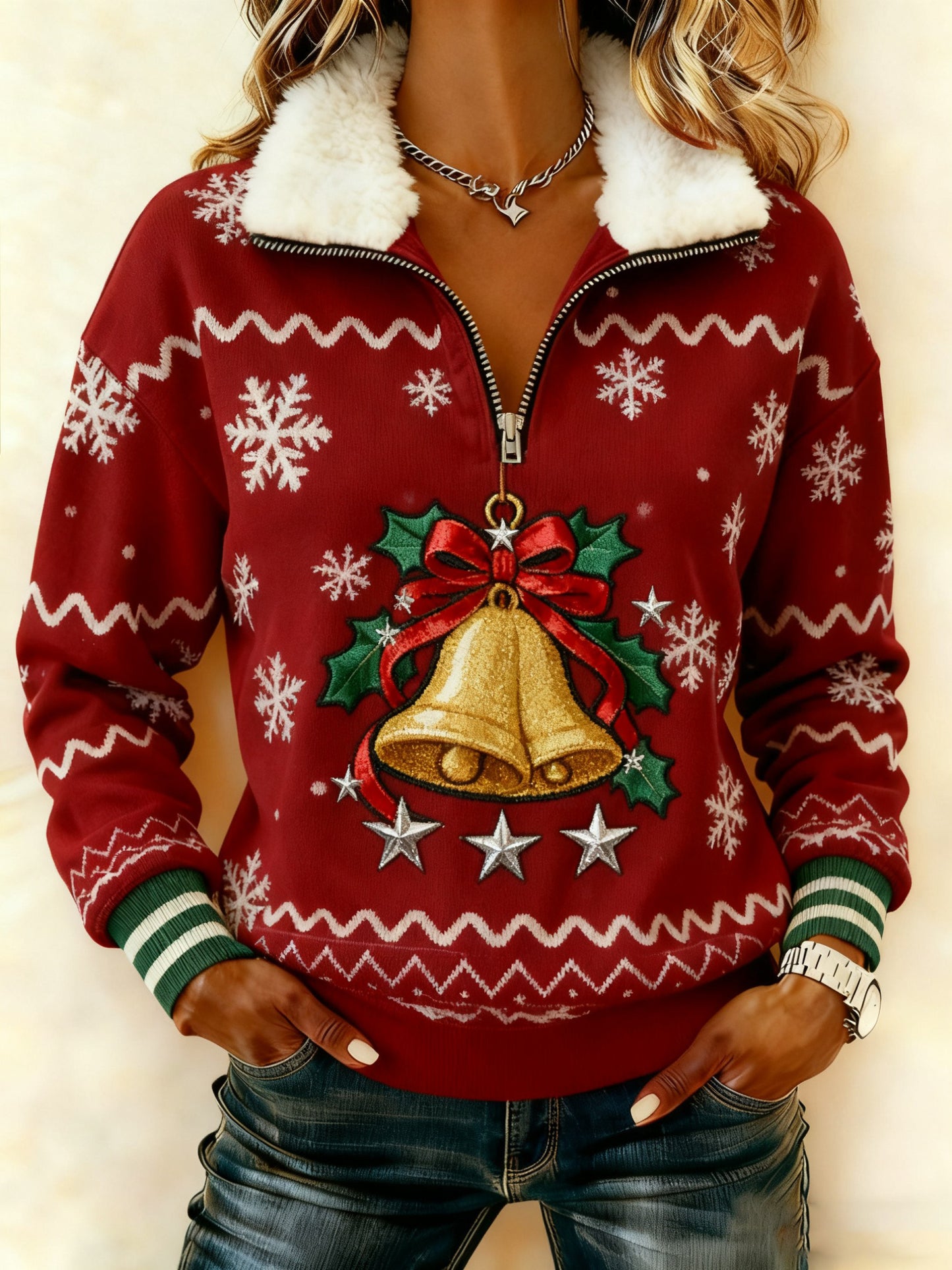 Kvinders Vintage Christmas Composite Fleece Hoodies