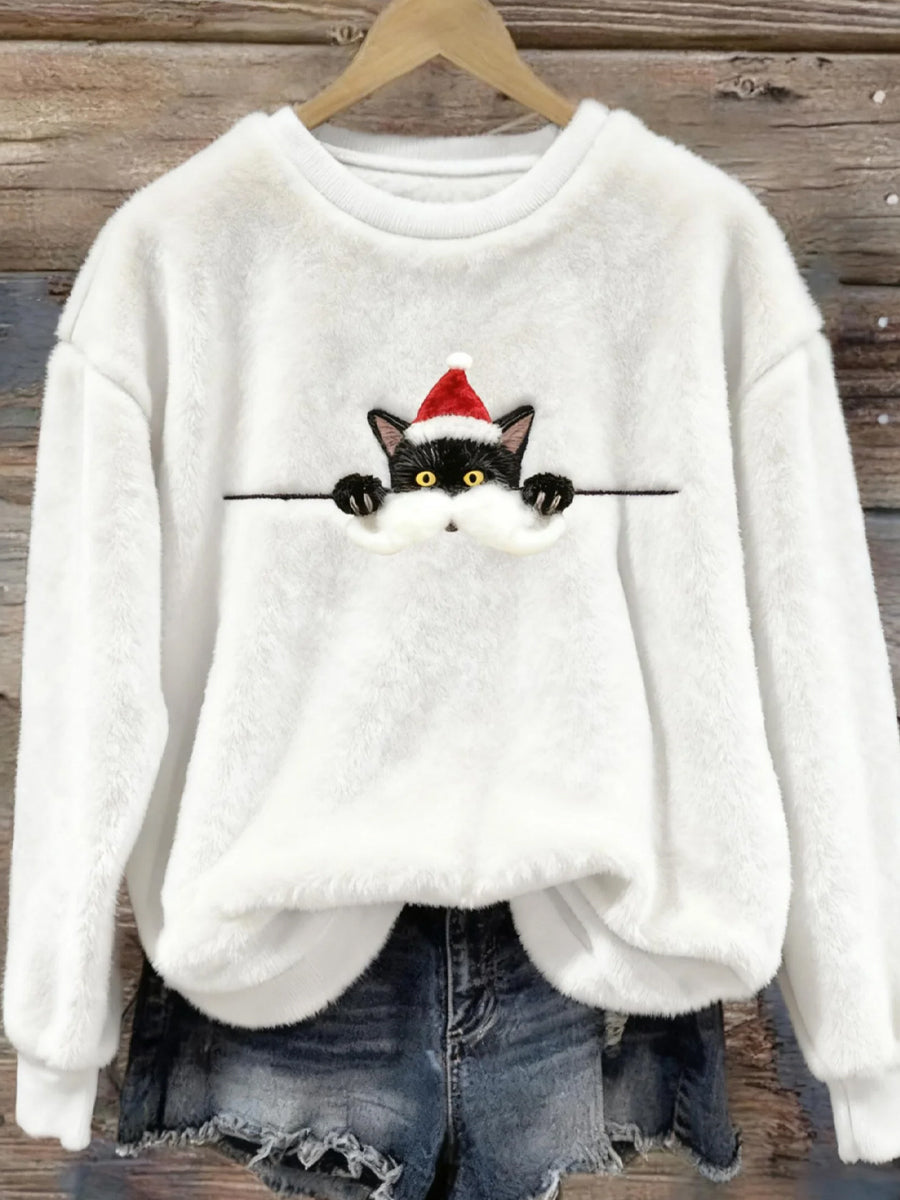 Kvinders Retro Animal Christmas Art Print Casual Flannel Toppe