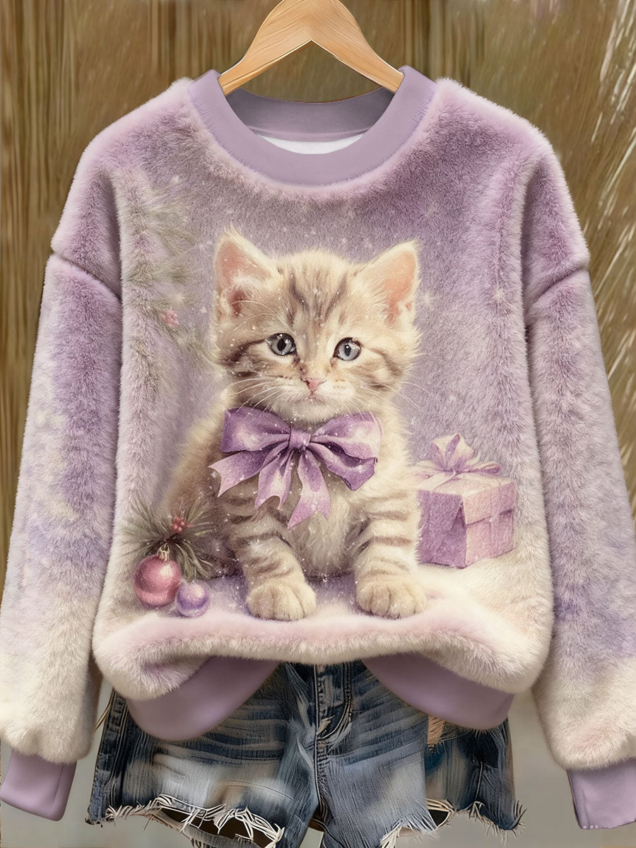 Kvinders lilla kunst jul Alzheimers bevidsthed Trykt sweatshirt