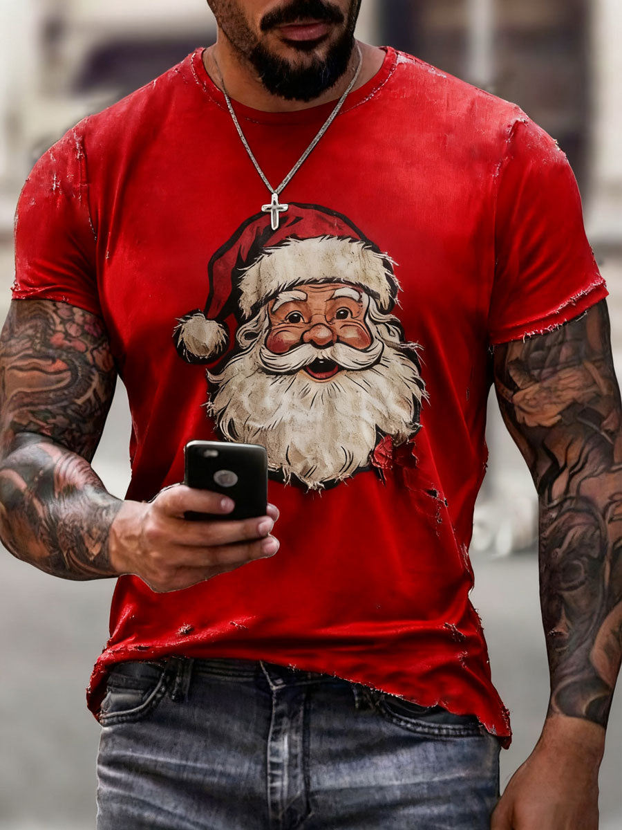 Mænds Santa Claus Print Casual T-shirt