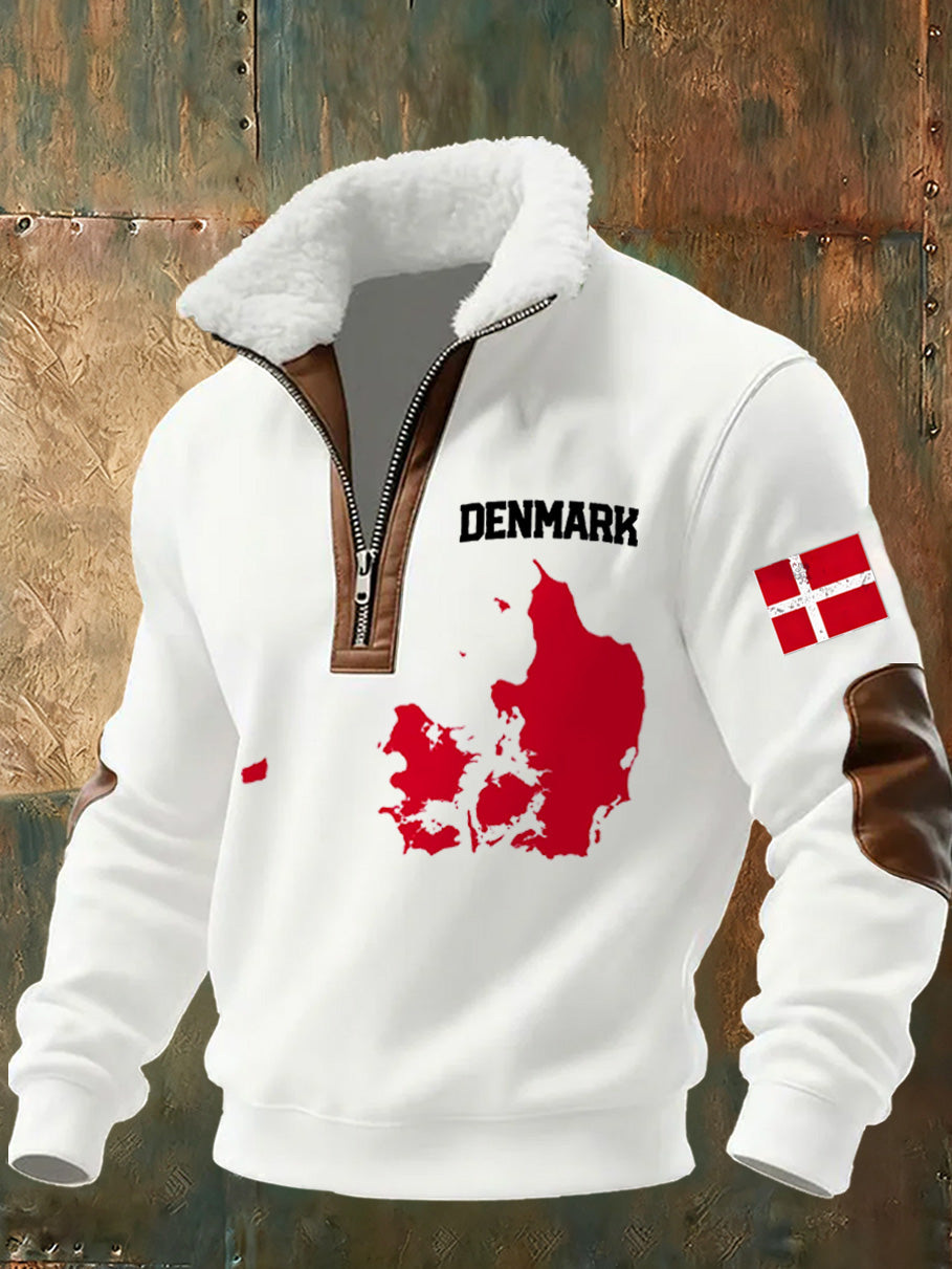 Mænds danske Tryk stativ krave Sweatshirt