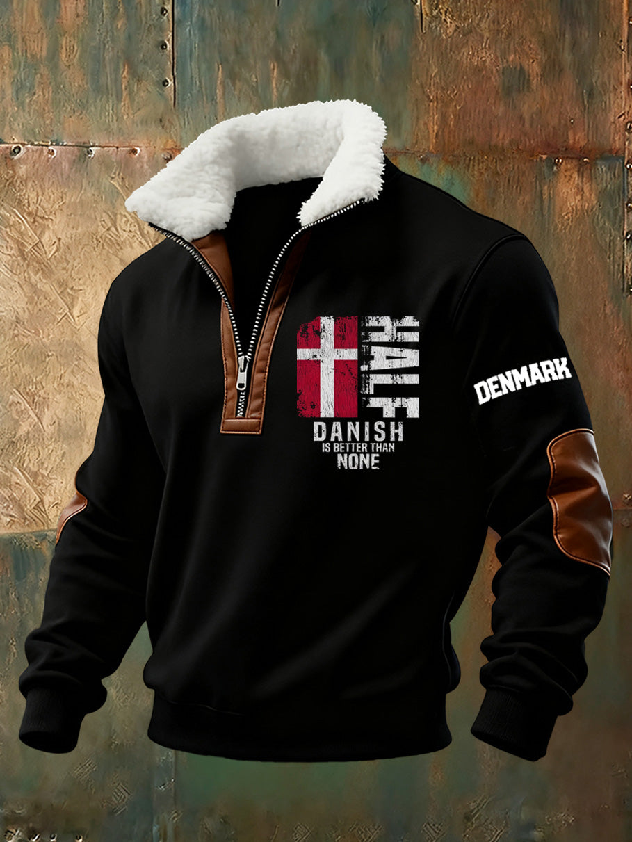 Mænds danske Tryk stativ krave Sweatshirt