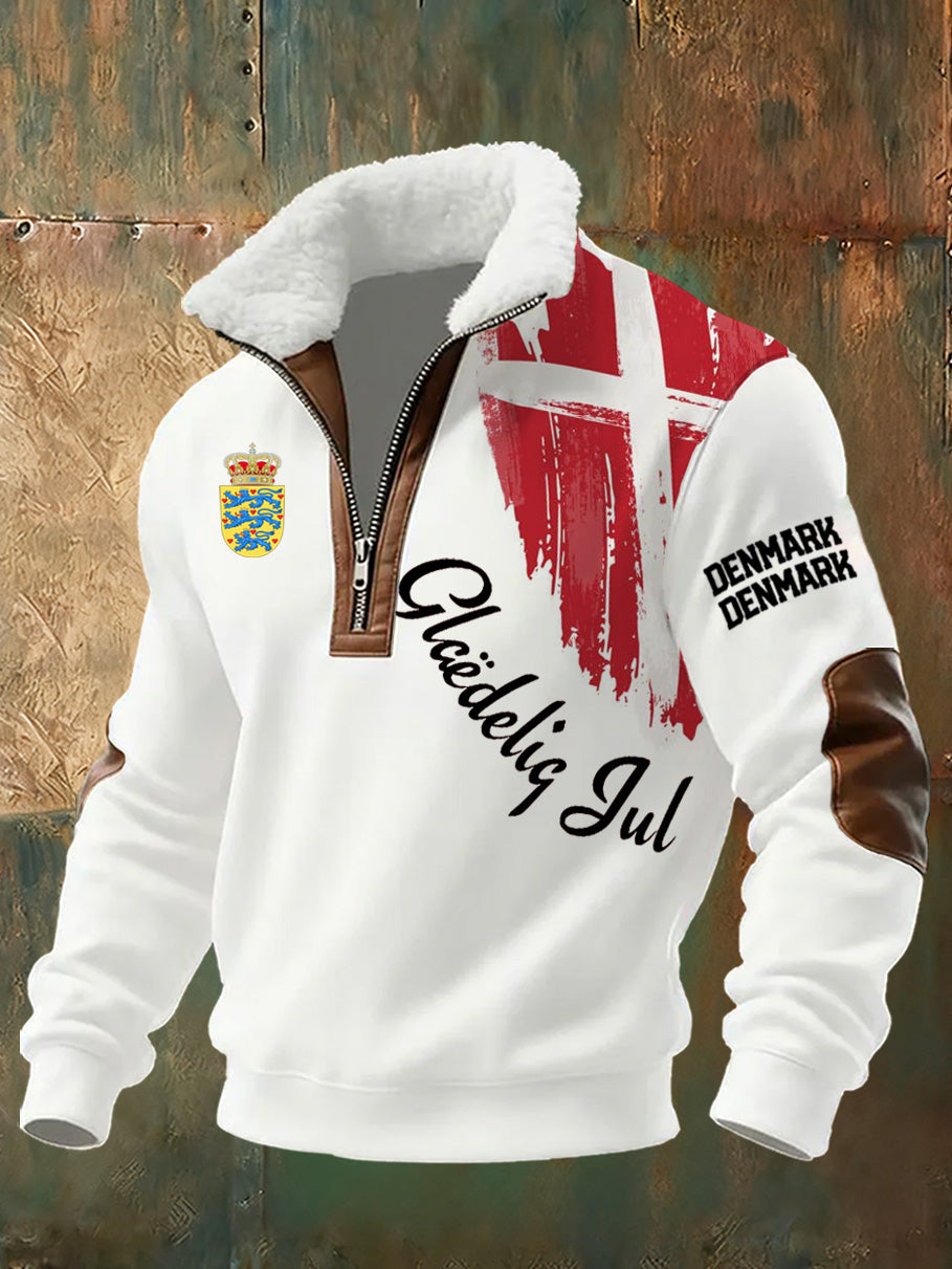 Mænds danske Tryk stativ krave Sweatshirt