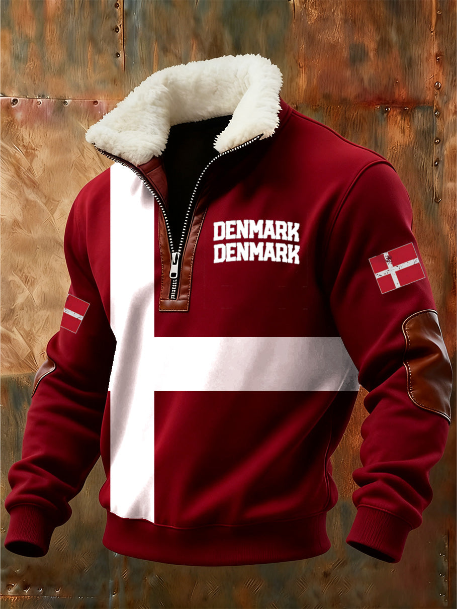 Mænds danske Tryk stativ krave Sweatshirt