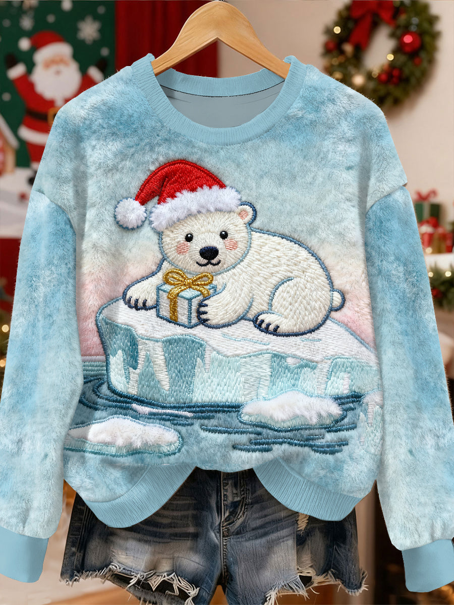 Smuk jul Polar Bear Mønster Casual Lange ærme Sweatshirt