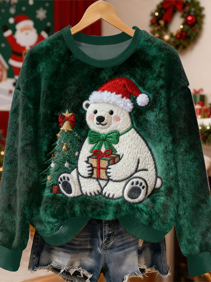 Smukke Santa Claus Mønster Casual Lang ærmet Sweatshirt