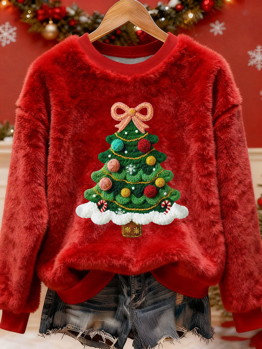 Kvinders Juletræ Art Print Casual Sweatshirt