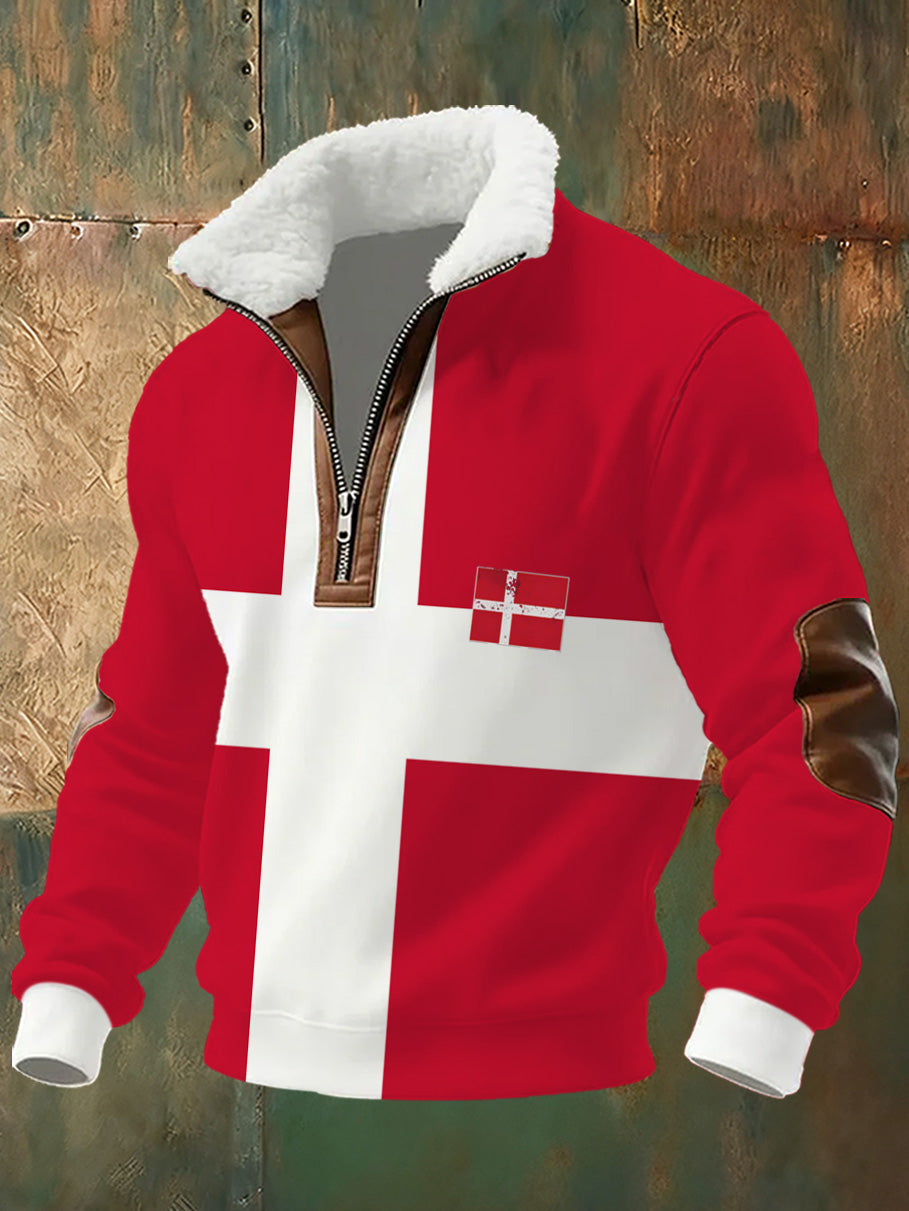 Mænds danske Tryk stativ krave Sweatshirt