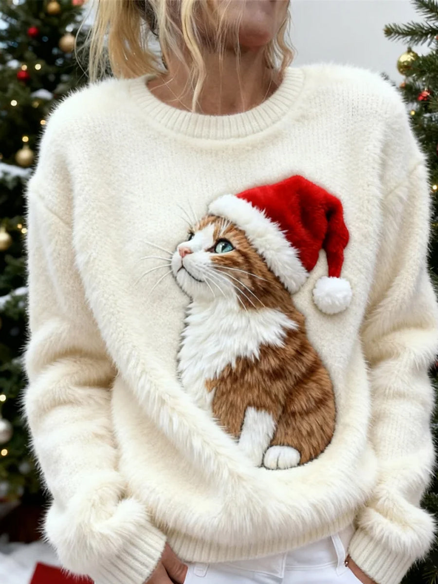 Kvinders Retro Animal Christmas Art Print Casual Flannel Toppe