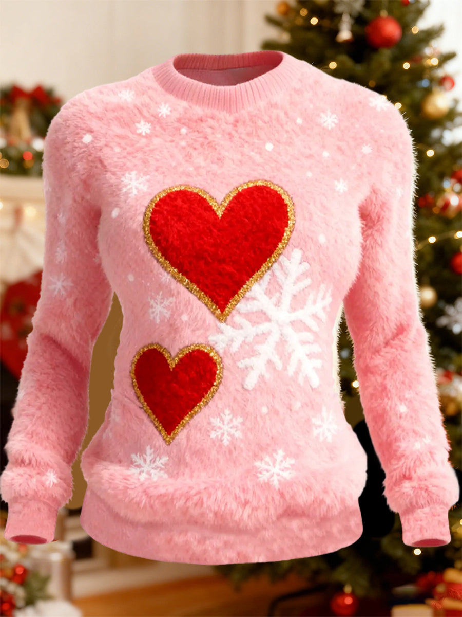 Kvinders Retro Animal Christmas Art Print Casual Flannel Toppe