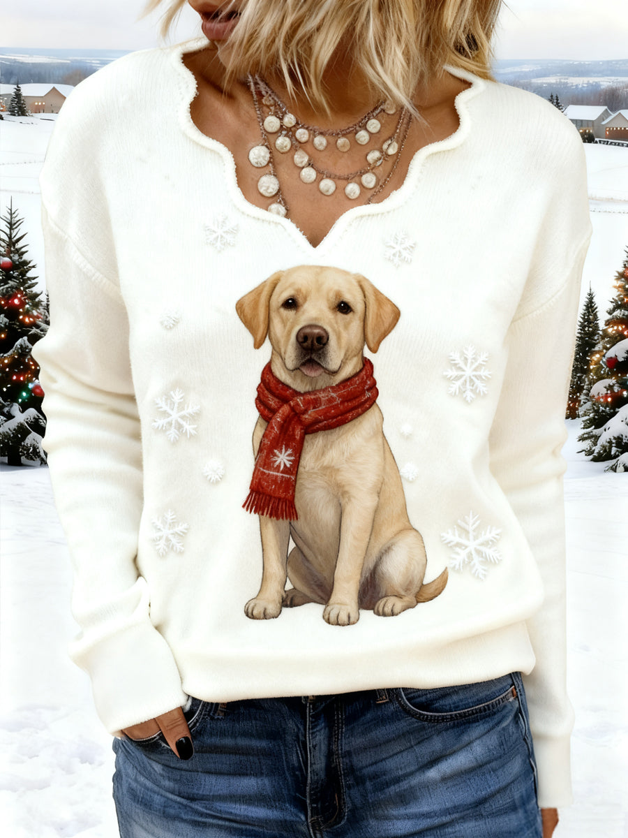 Kvinders Jul Søde Labrador Retriever Print Hund Mom Gave Casual V-hals Topp