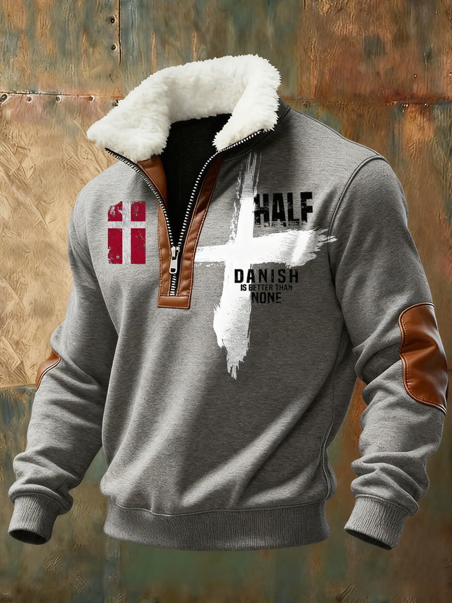 Mænds danske Tryk stativ krave Sweatshirt