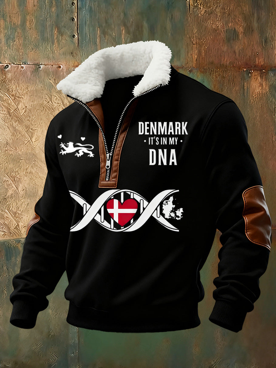 Mænds danske Tryk stativ krave Sweatshirt