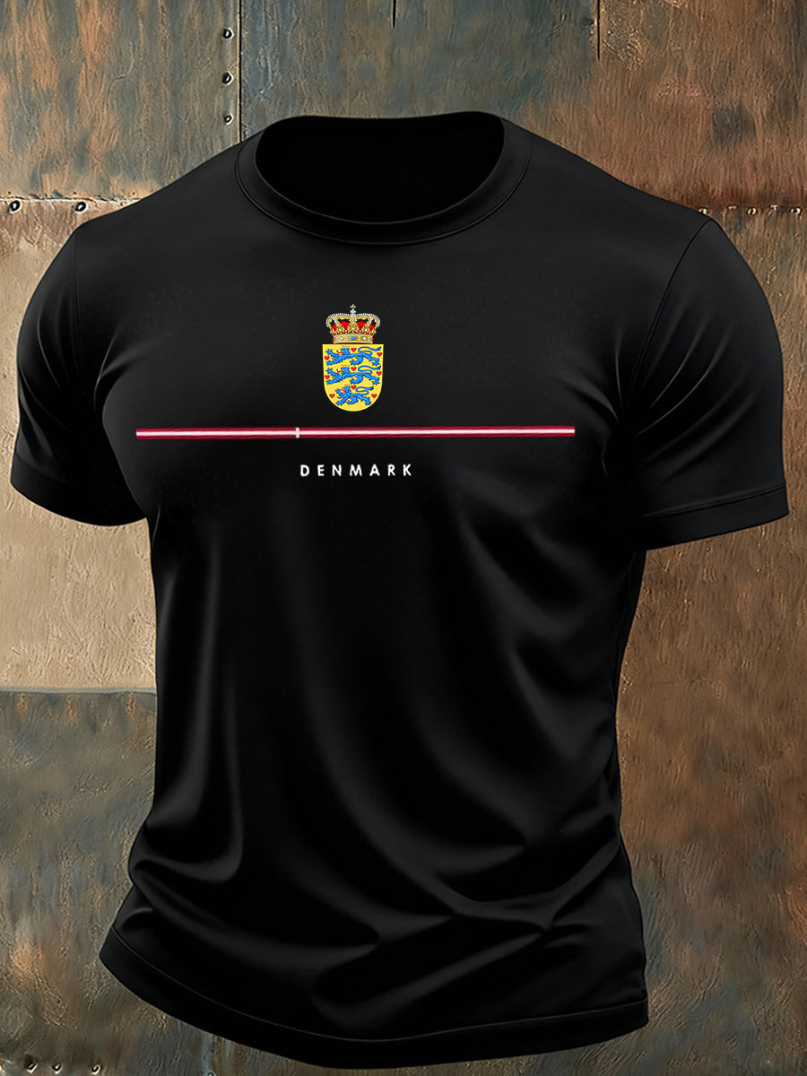 Mænds danske Print Casual T-shirt