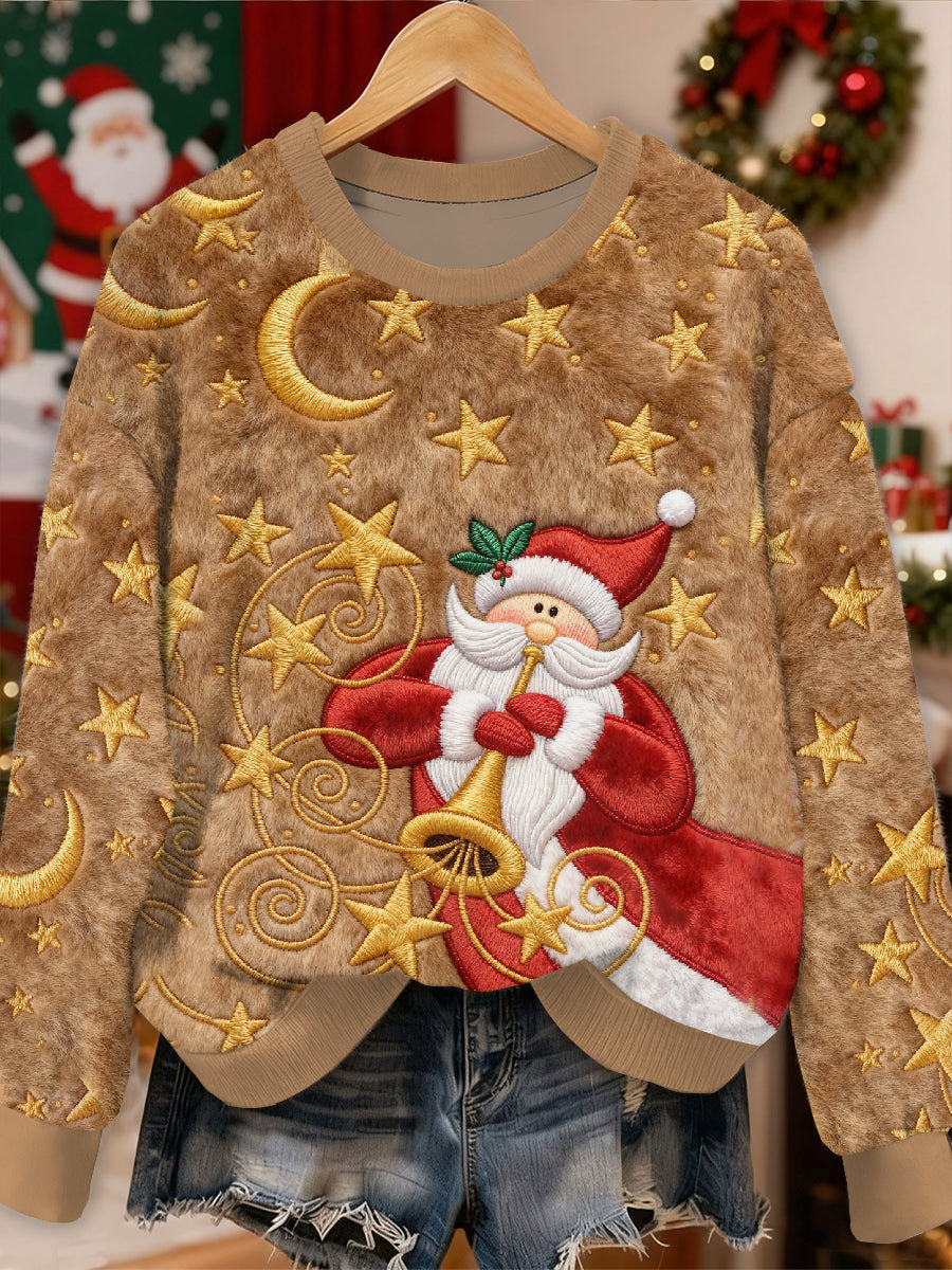 Smukke julemand trykket Casual Lang ærmet Sweatshirt