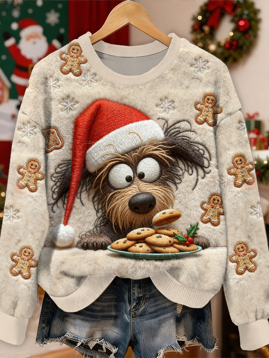 Smukke jul hunde mønster Casual Lang ærmet Sweatshirt