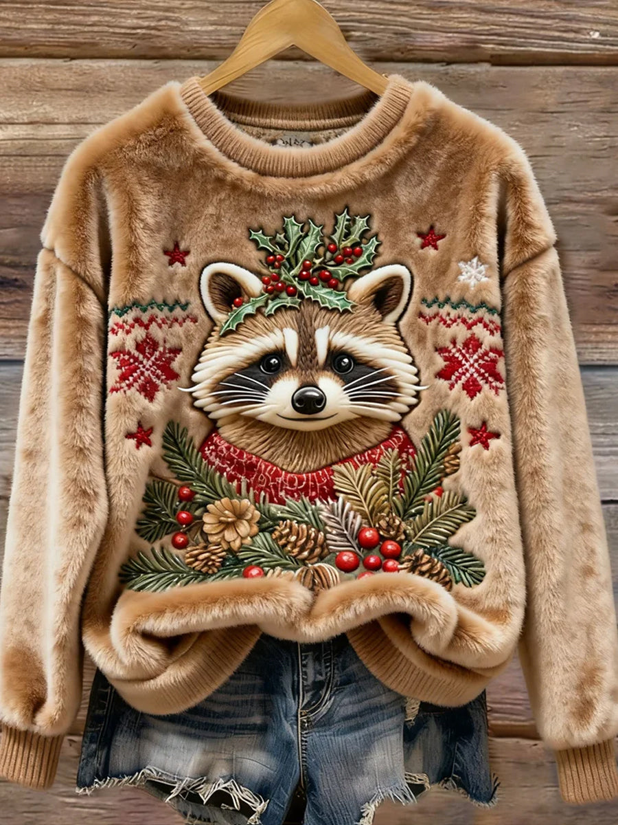 Kvinders Retro Animal Art Print Casual Flannel øverst