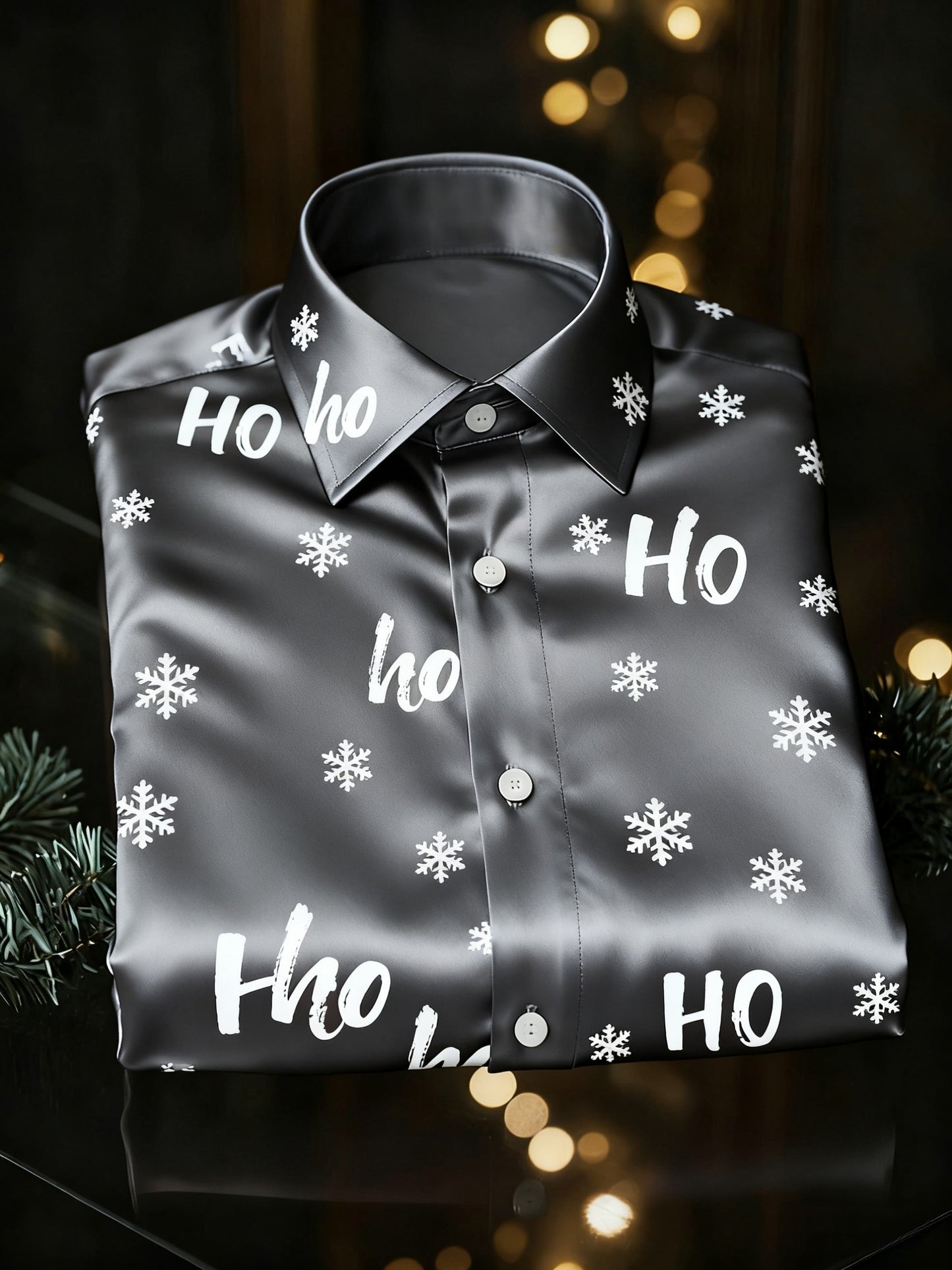 Retro jul Hoho Snefnug Print Royal Luxury Langærme Skjorte